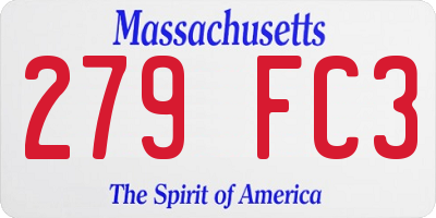 MA license plate 279FC3