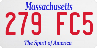 MA license plate 279FC5
