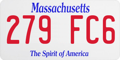 MA license plate 279FC6