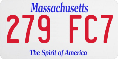 MA license plate 279FC7
