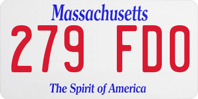 MA license plate 279FD0