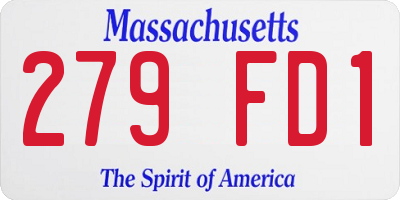MA license plate 279FD1
