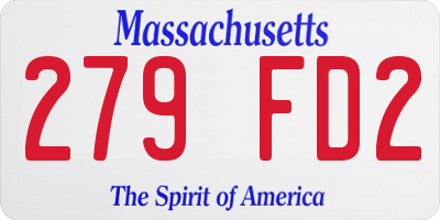 MA license plate 279FD2