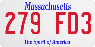 MA license plate 279FD3