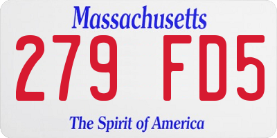 MA license plate 279FD5