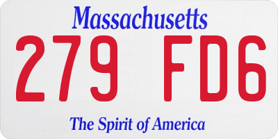 MA license plate 279FD6