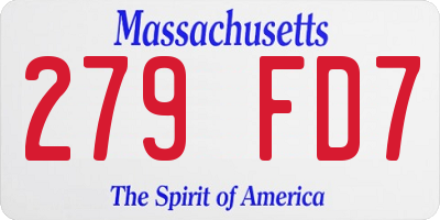 MA license plate 279FD7
