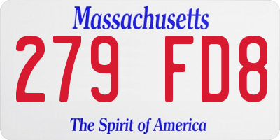 MA license plate 279FD8