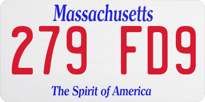 MA license plate 279FD9