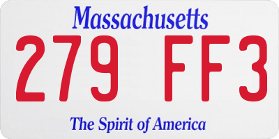 MA license plate 279FF3
