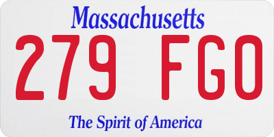 MA license plate 279FG0