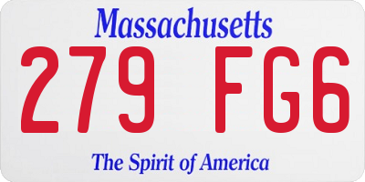 MA license plate 279FG6