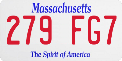 MA license plate 279FG7