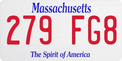 MA license plate 279FG8