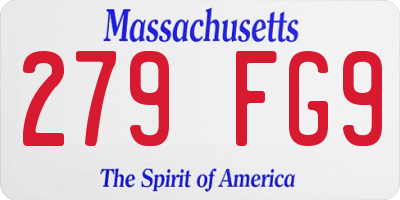 MA license plate 279FG9