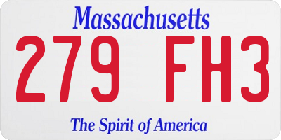 MA license plate 279FH3