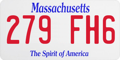 MA license plate 279FH6