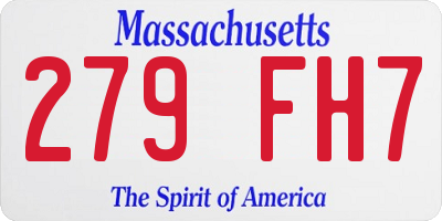 MA license plate 279FH7