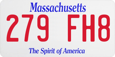 MA license plate 279FH8