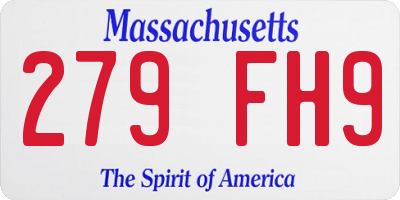 MA license plate 279FH9
