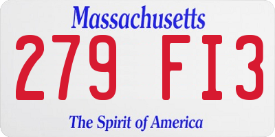 MA license plate 279FI3