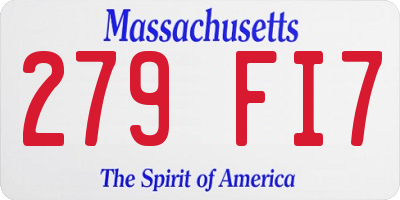 MA license plate 279FI7