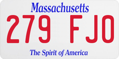 MA license plate 279FJ0