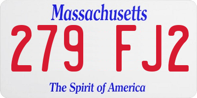MA license plate 279FJ2
