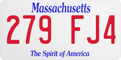 MA license plate 279FJ4