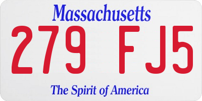 MA license plate 279FJ5