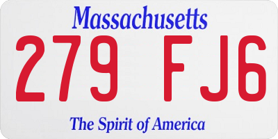 MA license plate 279FJ6