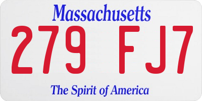 MA license plate 279FJ7