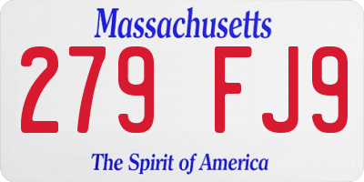 MA license plate 279FJ9
