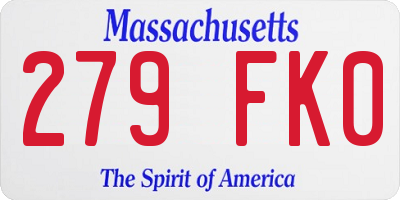 MA license plate 279FK0