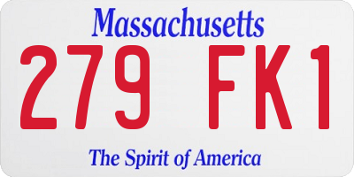 MA license plate 279FK1