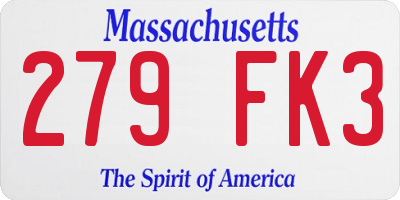 MA license plate 279FK3