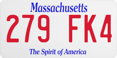 MA license plate 279FK4