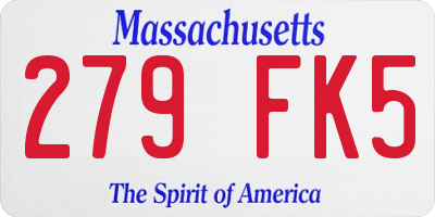 MA license plate 279FK5