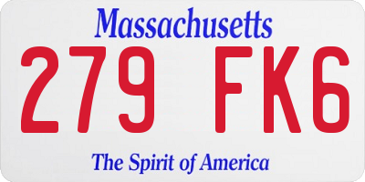 MA license plate 279FK6