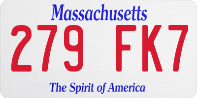 MA license plate 279FK7