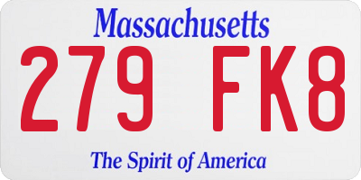 MA license plate 279FK8