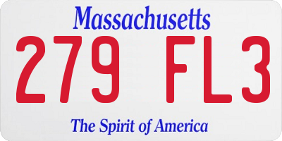 MA license plate 279FL3