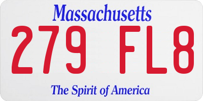 MA license plate 279FL8