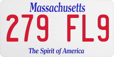 MA license plate 279FL9