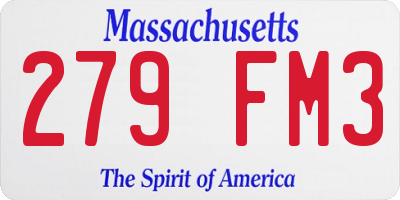 MA license plate 279FM3