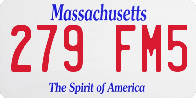 MA license plate 279FM5