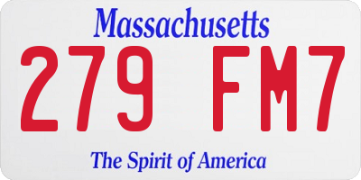 MA license plate 279FM7