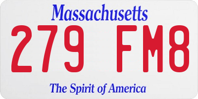 MA license plate 279FM8