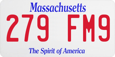 MA license plate 279FM9