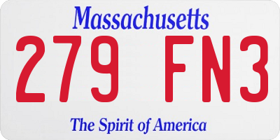 MA license plate 279FN3